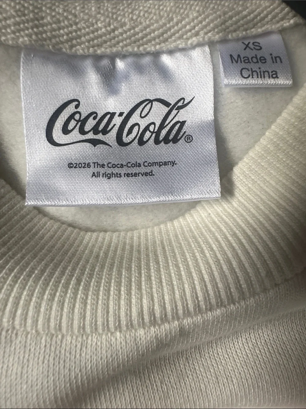 Coca Cola Cream Crewneck Sweatshirt with Pink Cherry Logo - Picture 3 of 5